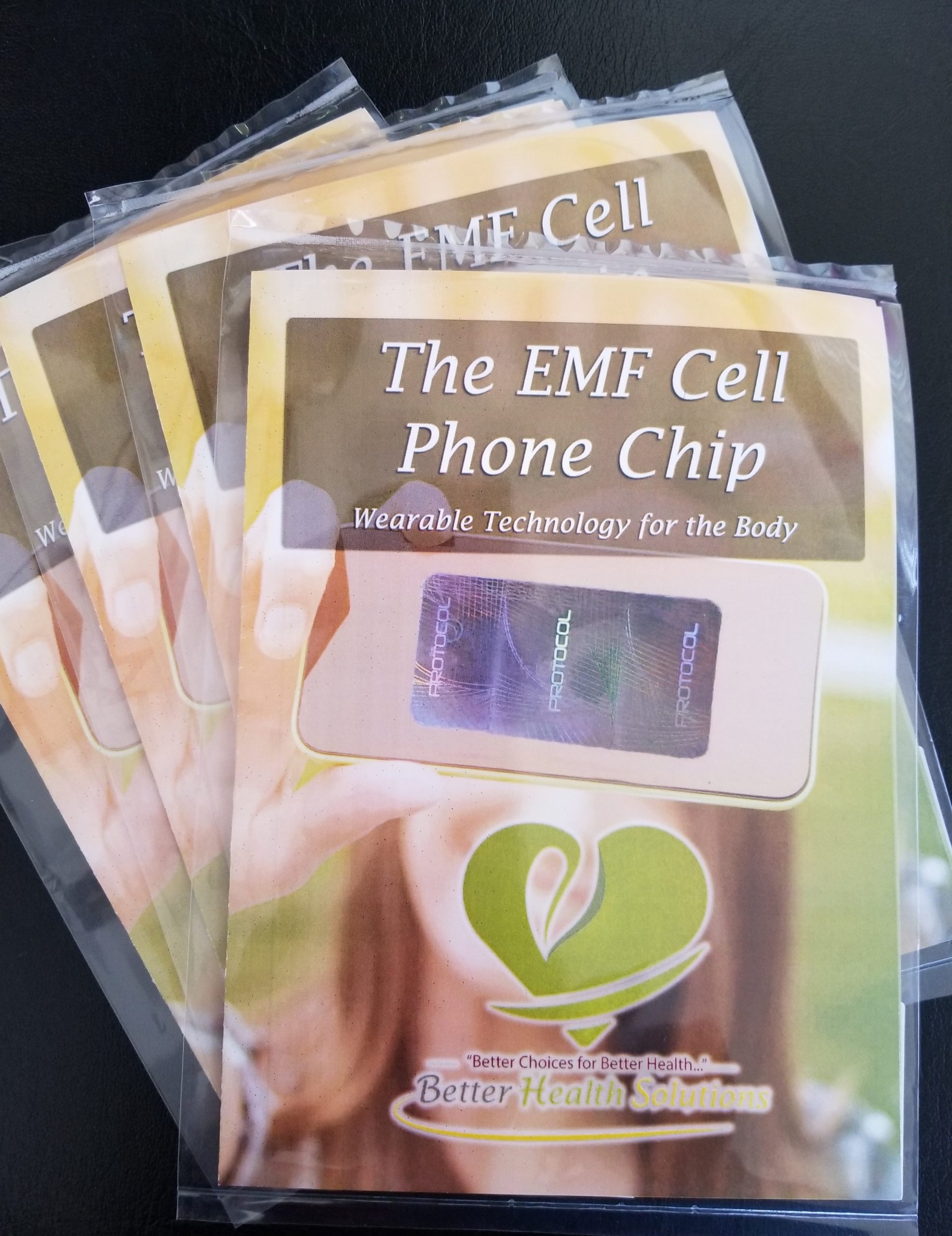 Better Health Solutions EMF Cell Phone Chip product packages